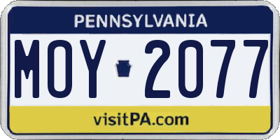 PA license plate MOY2077
