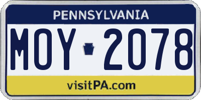 PA license plate MOY2078