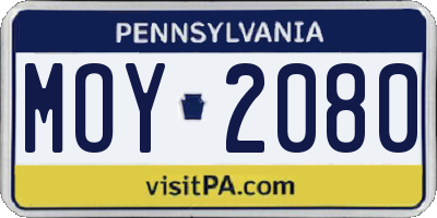 PA license plate MOY2080