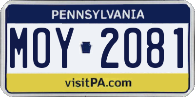 PA license plate MOY2081
