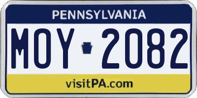 PA license plate MOY2082