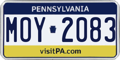 PA license plate MOY2083