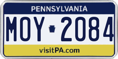 PA license plate MOY2084