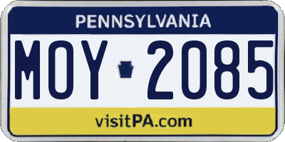 PA license plate MOY2085