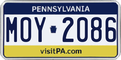 PA license plate MOY2086