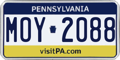 PA license plate MOY2088