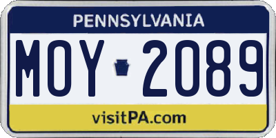 PA license plate MOY2089
