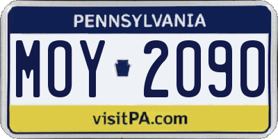 PA license plate MOY2090