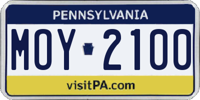 PA license plate MOY2100