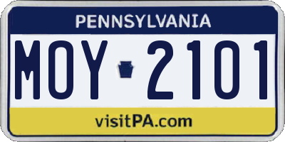 PA license plate MOY2101