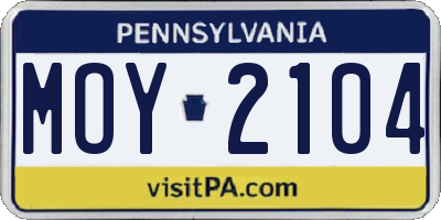 PA license plate MOY2104