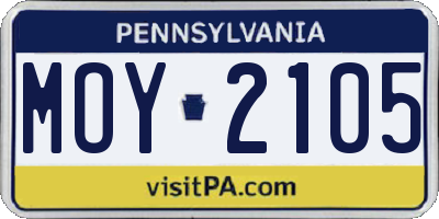 PA license plate MOY2105