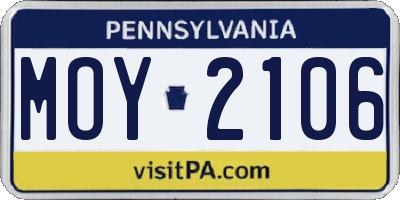 PA license plate MOY2106
