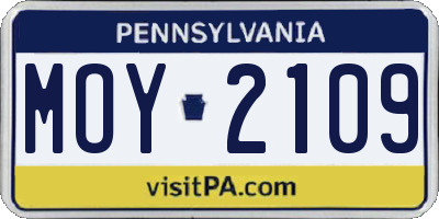 PA license plate MOY2109
