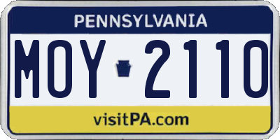 PA license plate MOY2110