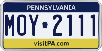 PA license plate MOY2111