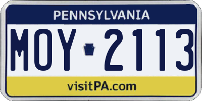 PA license plate MOY2113