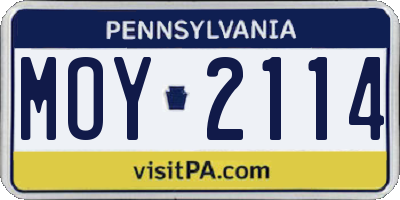 PA license plate MOY2114