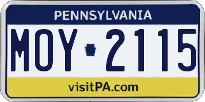 PA license plate MOY2115