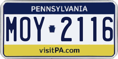PA license plate MOY2116