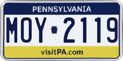 PA license plate MOY2119