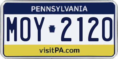 PA license plate MOY2120
