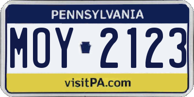 PA license plate MOY2123