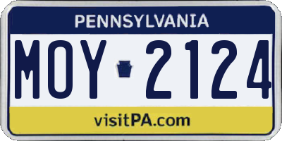 PA license plate MOY2124