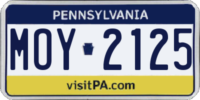 PA license plate MOY2125