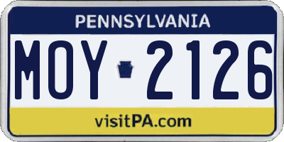 PA license plate MOY2126