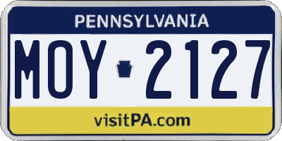 PA license plate MOY2127