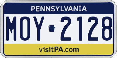PA license plate MOY2128