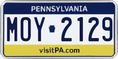 PA license plate MOY2129