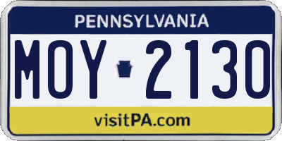 PA license plate MOY2130
