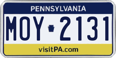 PA license plate MOY2131