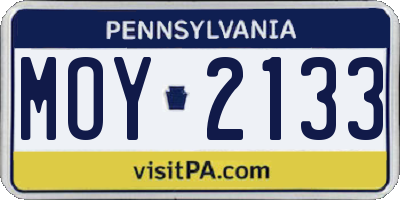 PA license plate MOY2133