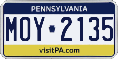PA license plate MOY2135