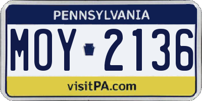 PA license plate MOY2136