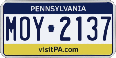 PA license plate MOY2137