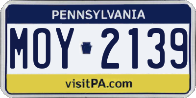 PA license plate MOY2139