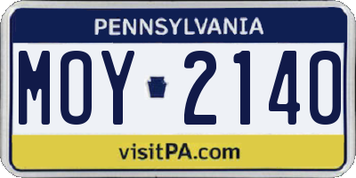 PA license plate MOY2140