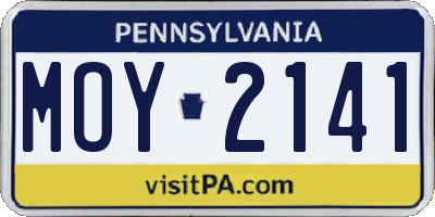PA license plate MOY2141