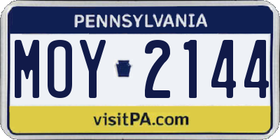 PA license plate MOY2144