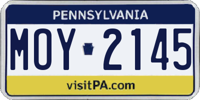 PA license plate MOY2145