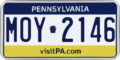 PA license plate MOY2146
