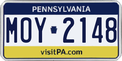 PA license plate MOY2148