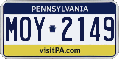 PA license plate MOY2149