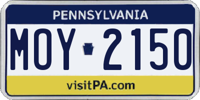 PA license plate MOY2150
