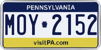 PA license plate MOY2152