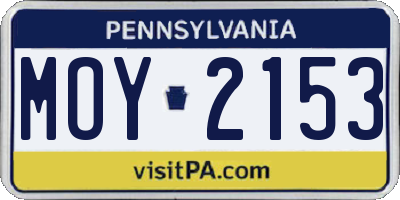 PA license plate MOY2153